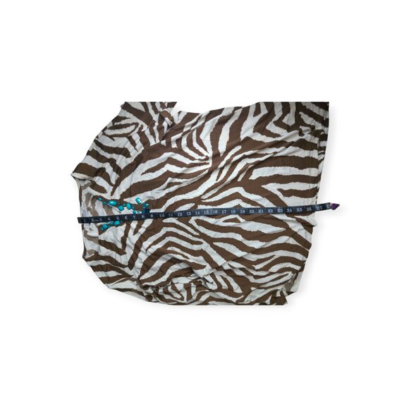 Susan Graver Brown & White Animal Print Long Sleeve Top Turquoise Accent Beads - Picture 14 of 15